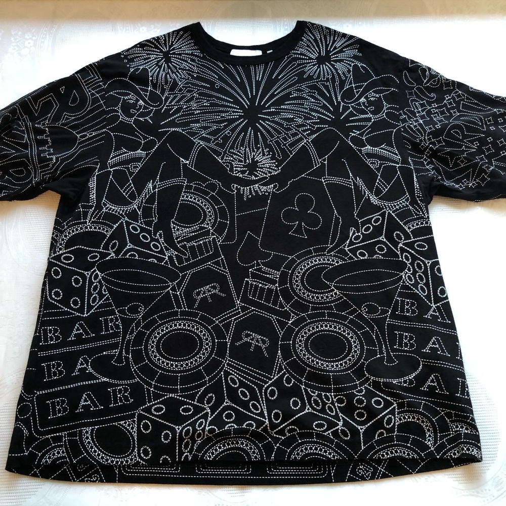 RtA Black T-Shirt Allover Las Vegas Casino Inspired Graphic Print Men's Size M